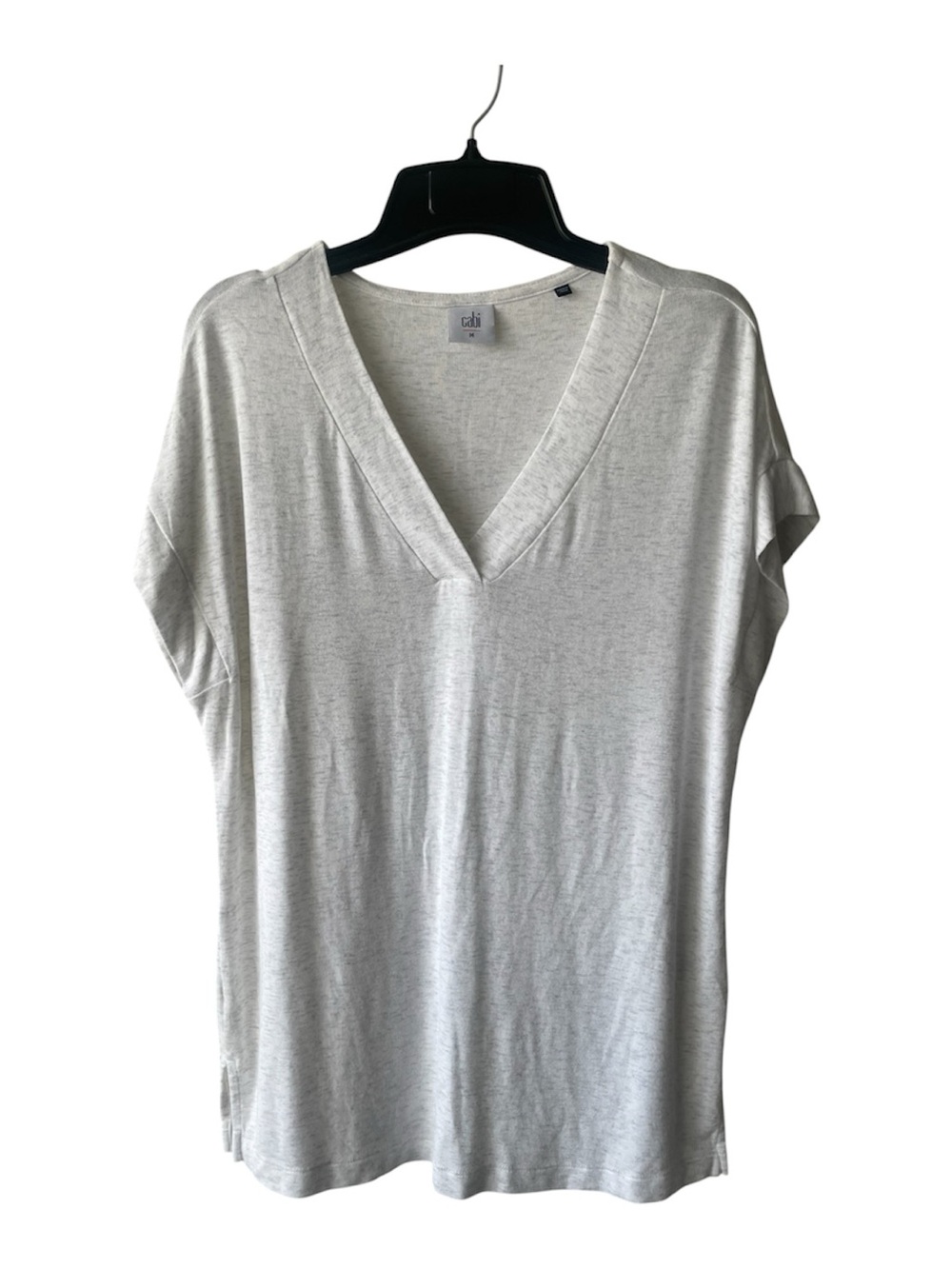 CAbi Light Gray V-Neck Short Sleeve Tee